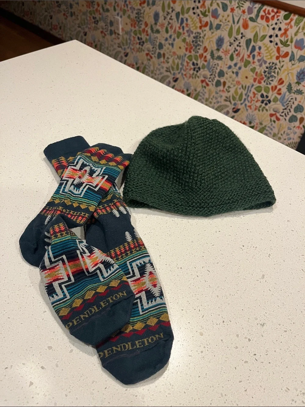 Pendleton Socks and Handmade Green Beanie